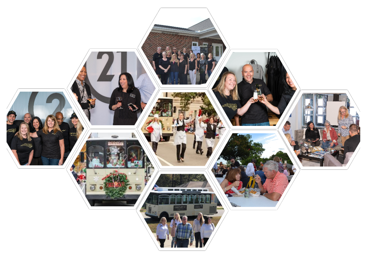 Collage of various Century 21 Triangle Group events and activities.