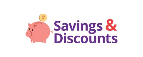 Savings and Discounts logo with a piggy bank icon