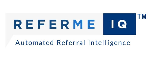 ReferMe IQ logo with the tagline "Automated Referral Intelligence"