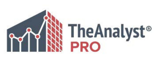 Logo of The Analyst Pro featuring a graph with data points and a building design.