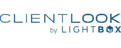 Logo of ClientLook by LightBox in blue text.