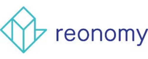 Logo of Reonomy, featuring a stylized geometric design in blue and green next to the company name.